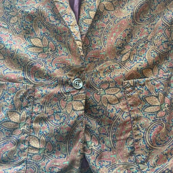 Vintage 90s Talbots Women's Brown and Burgundy Paisley Blazer Preppy Academia - Picture 7 of 8